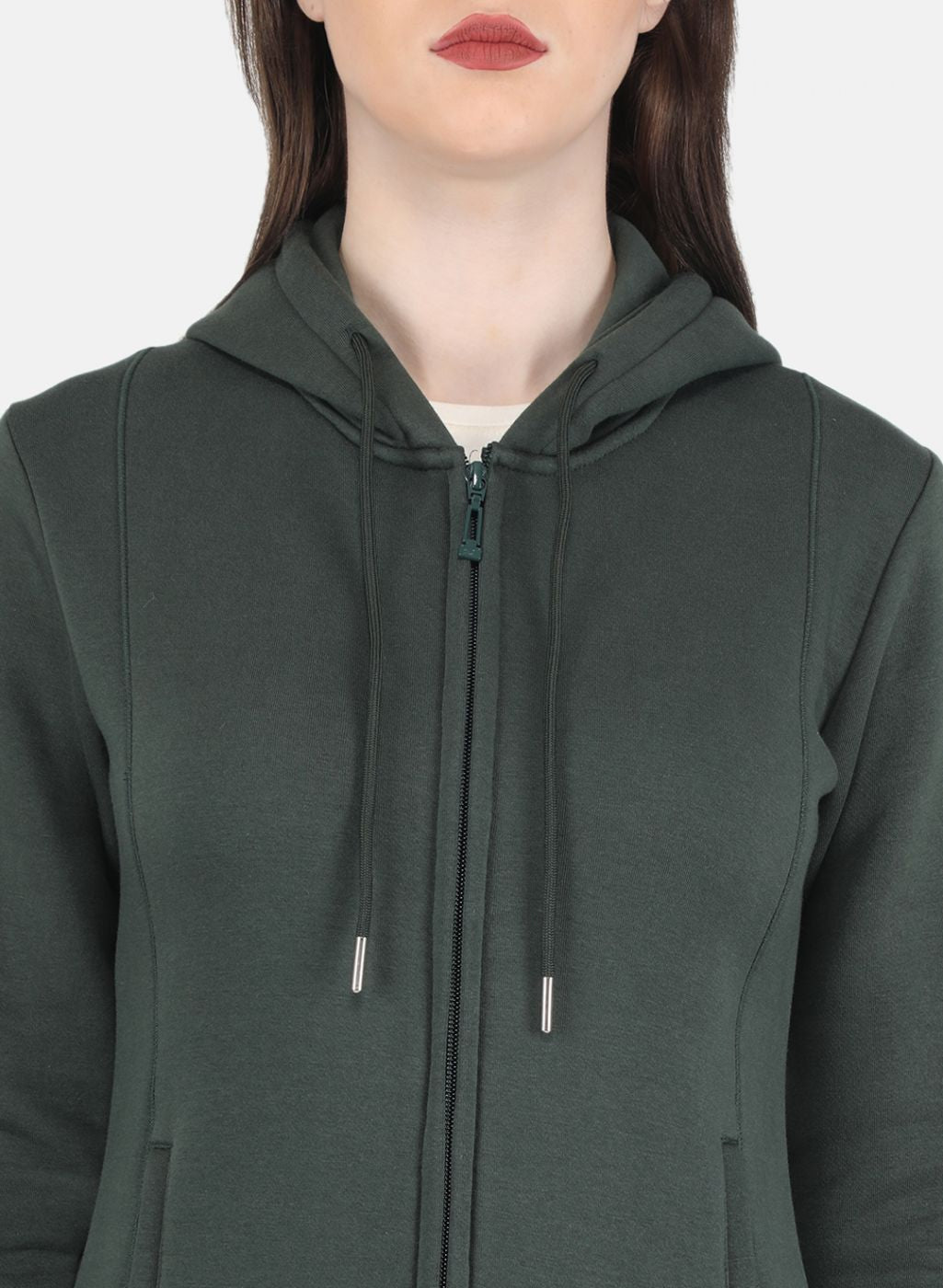 Women Green Solid Sweatshirt