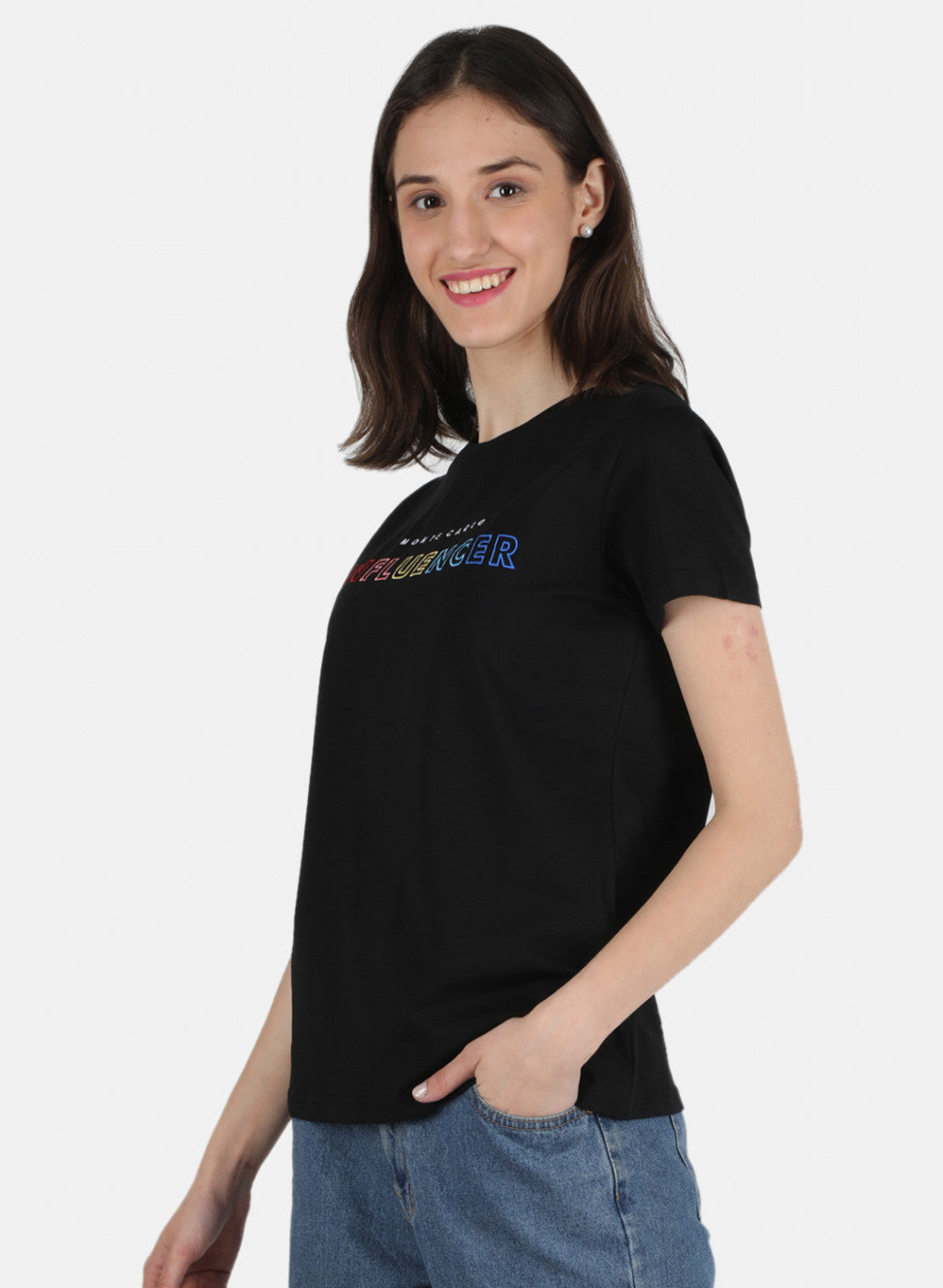 Women Black Embroidered Top