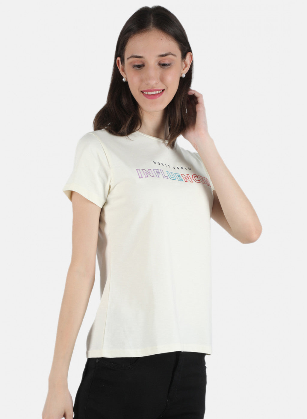 Women Off White Embroidered Top