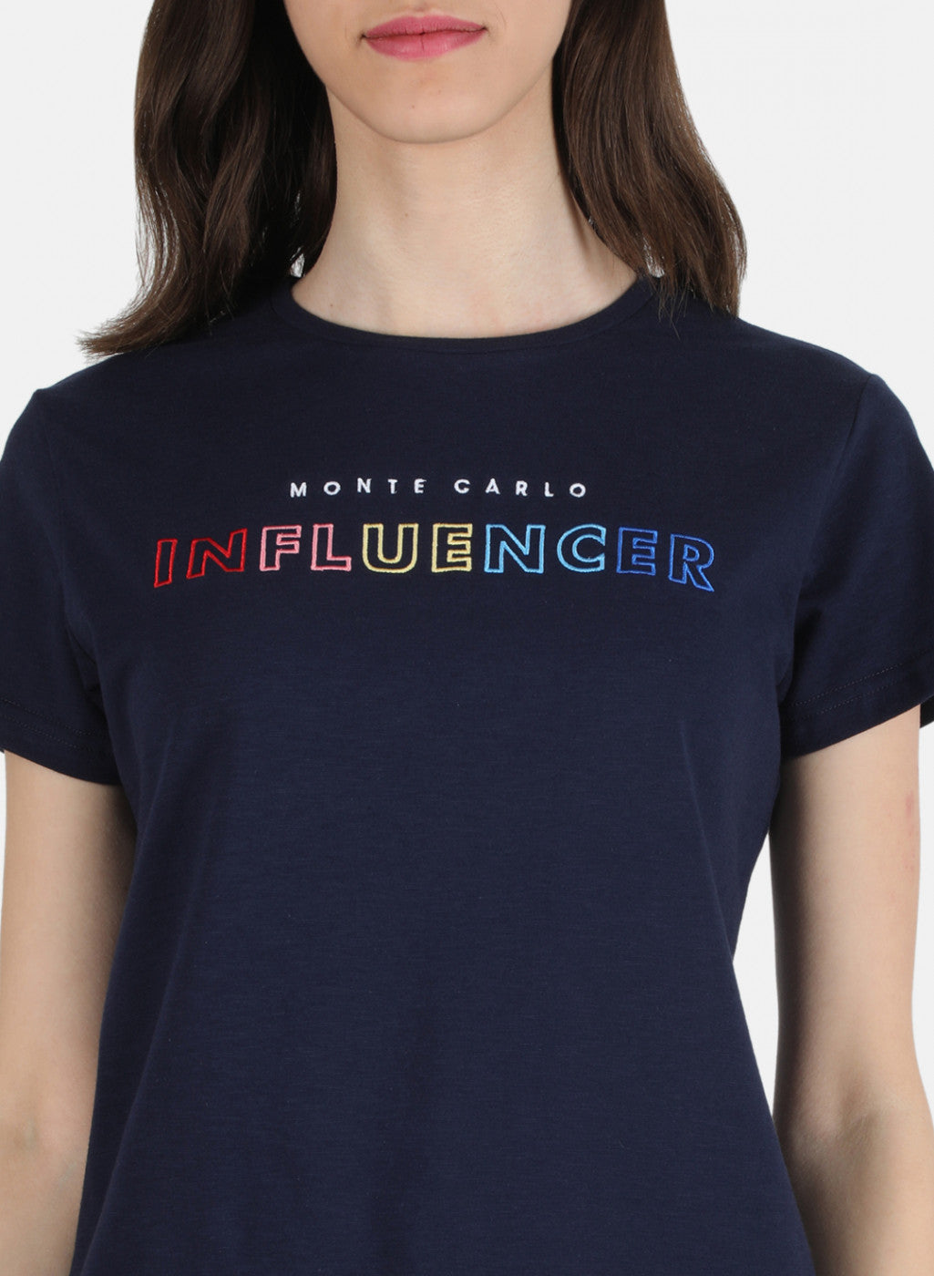 Women Navy Blue Embroidered Top