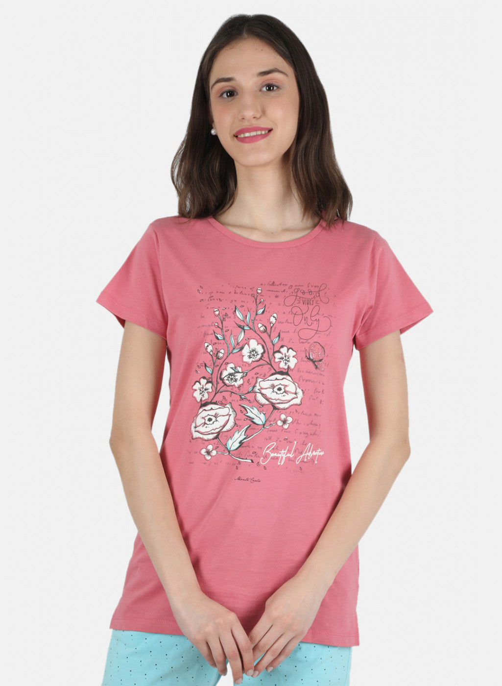 Women Navy Blue Printed Top 2Pc Set