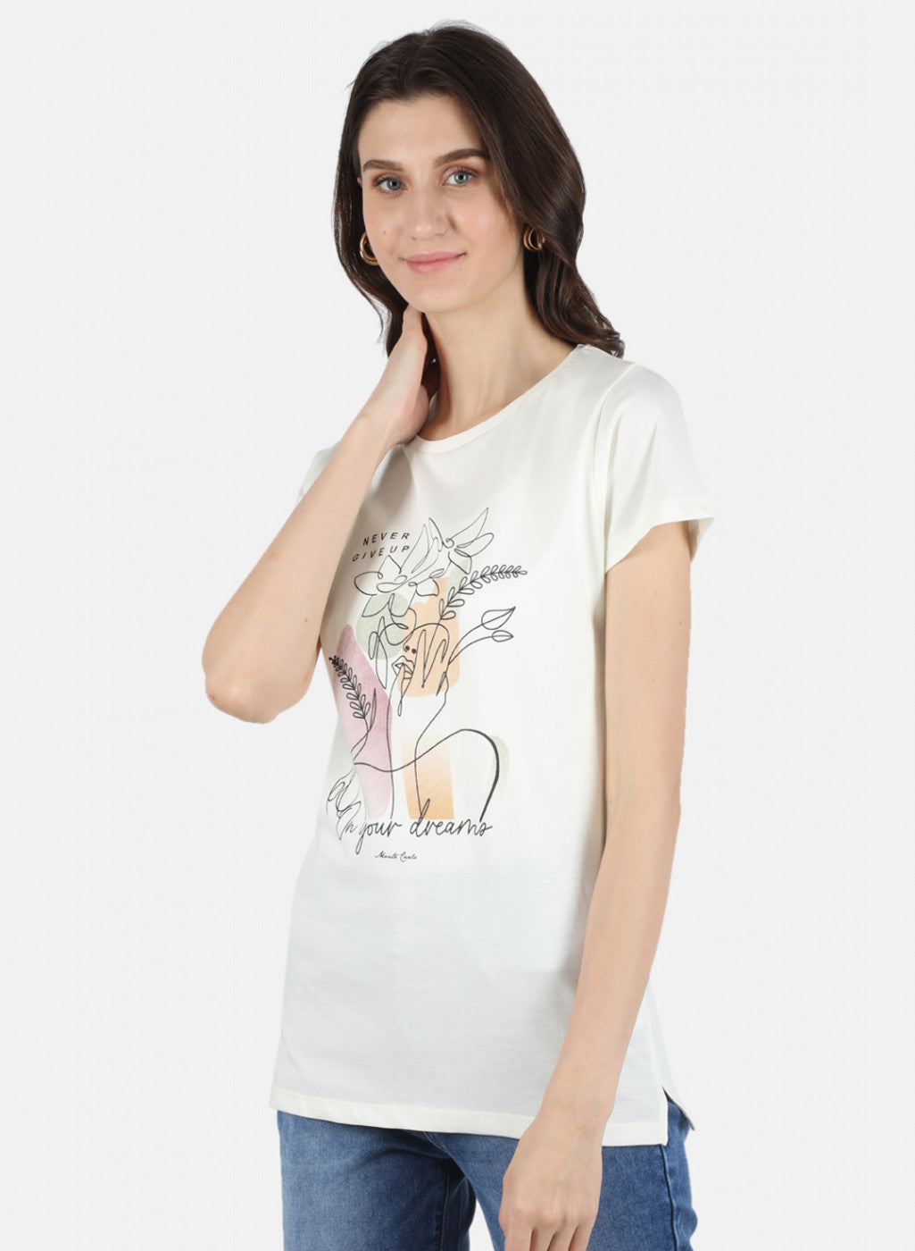 Women Cream & Blue Printed Top 2 PCs