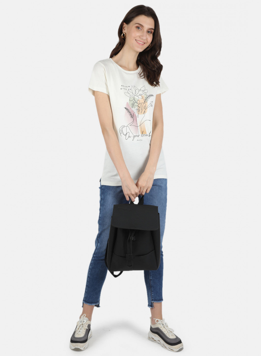 Women Cream & Blue Printed Top 2 PCs