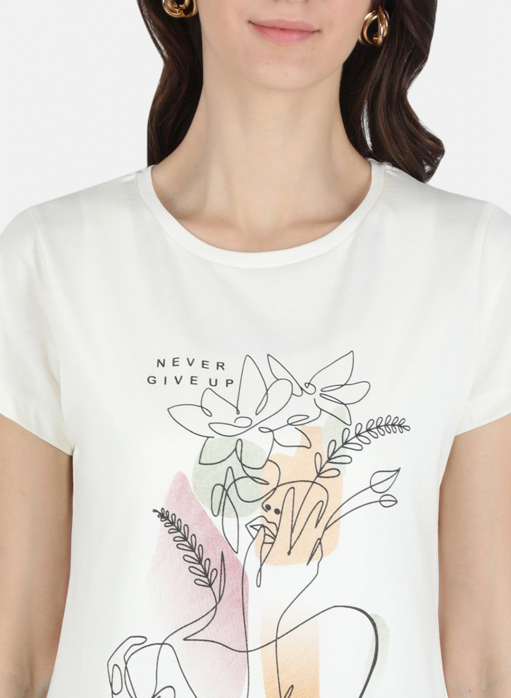 Women Cream & Blue Printed Top 2 PCs