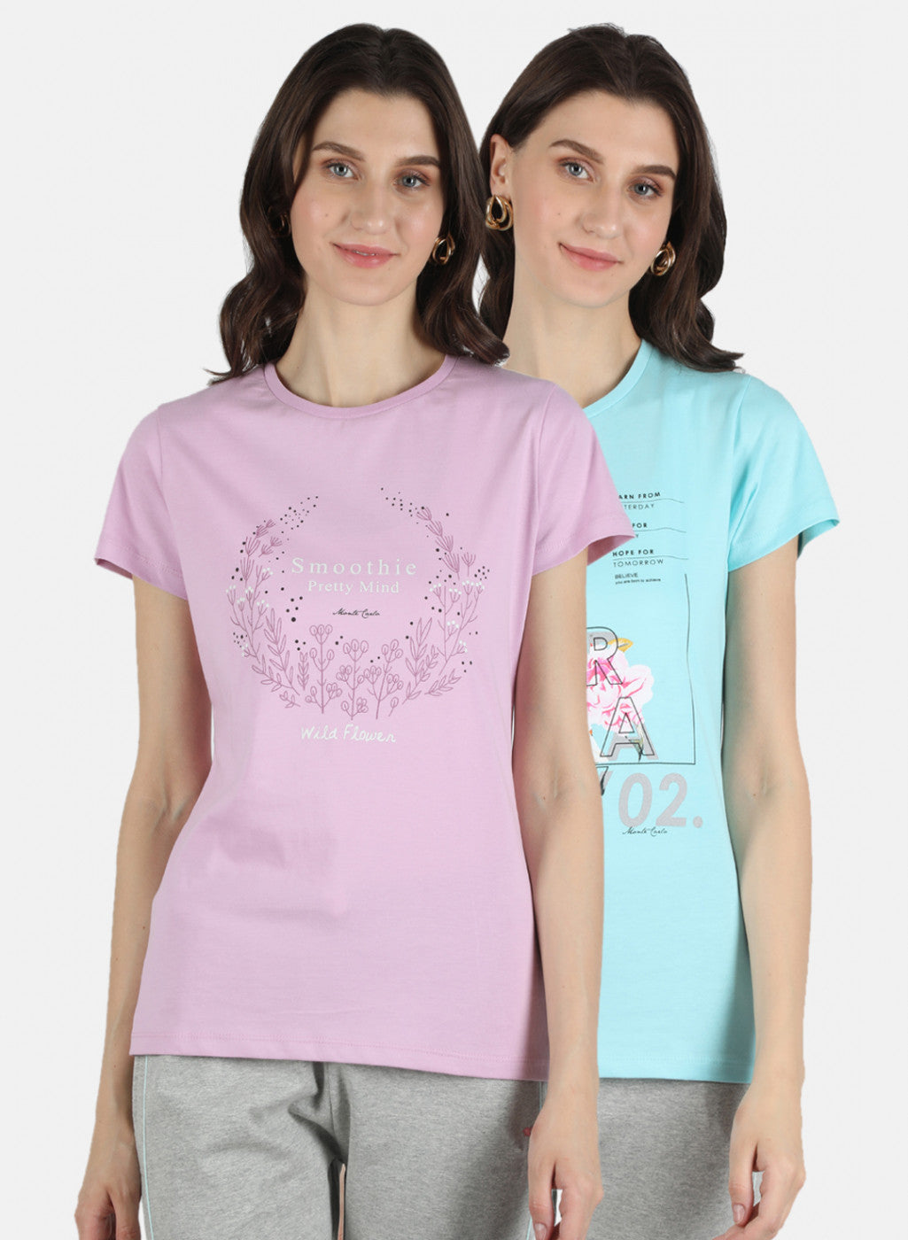 Women Purple & Blue Printed Top 2 PCs