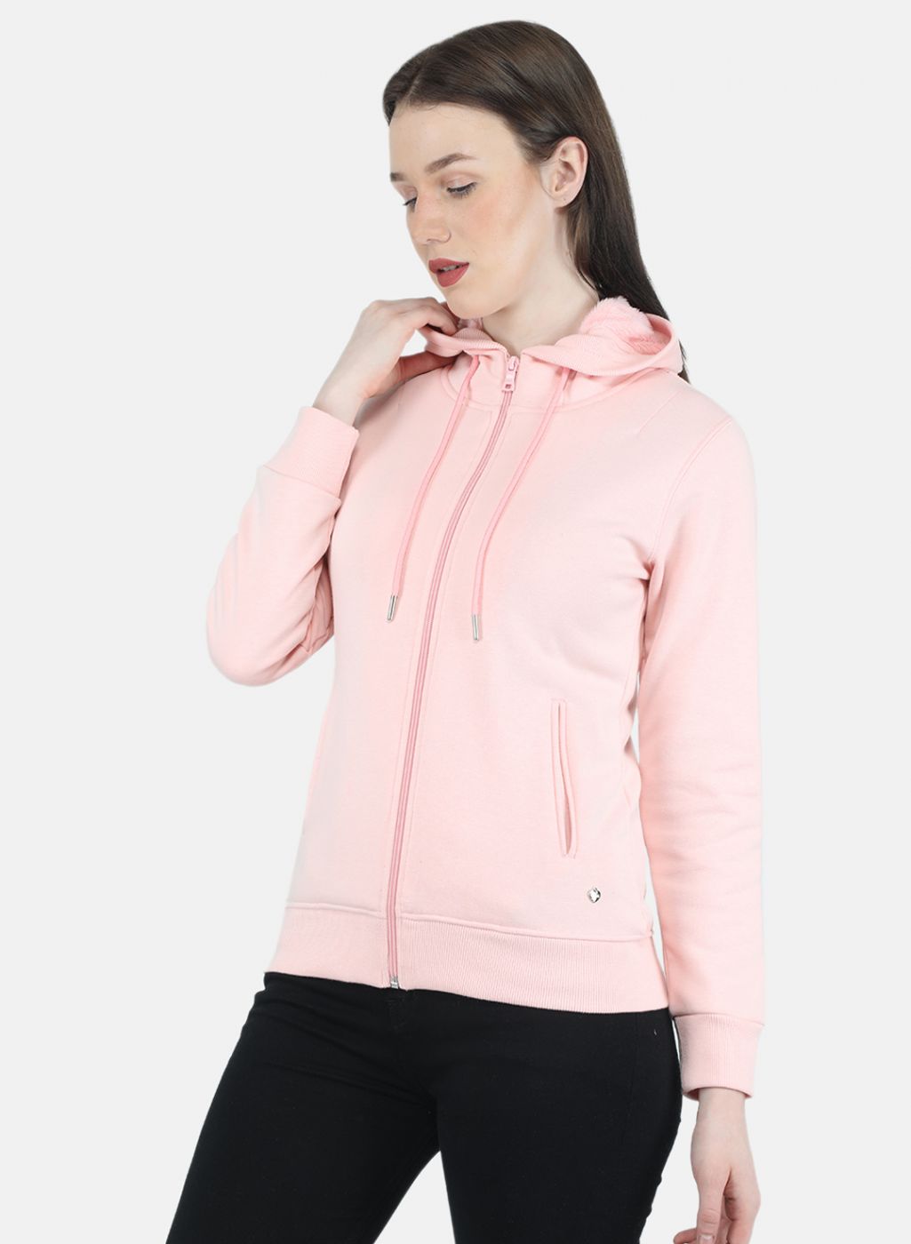 Women Pink Solid Sweatshirt
