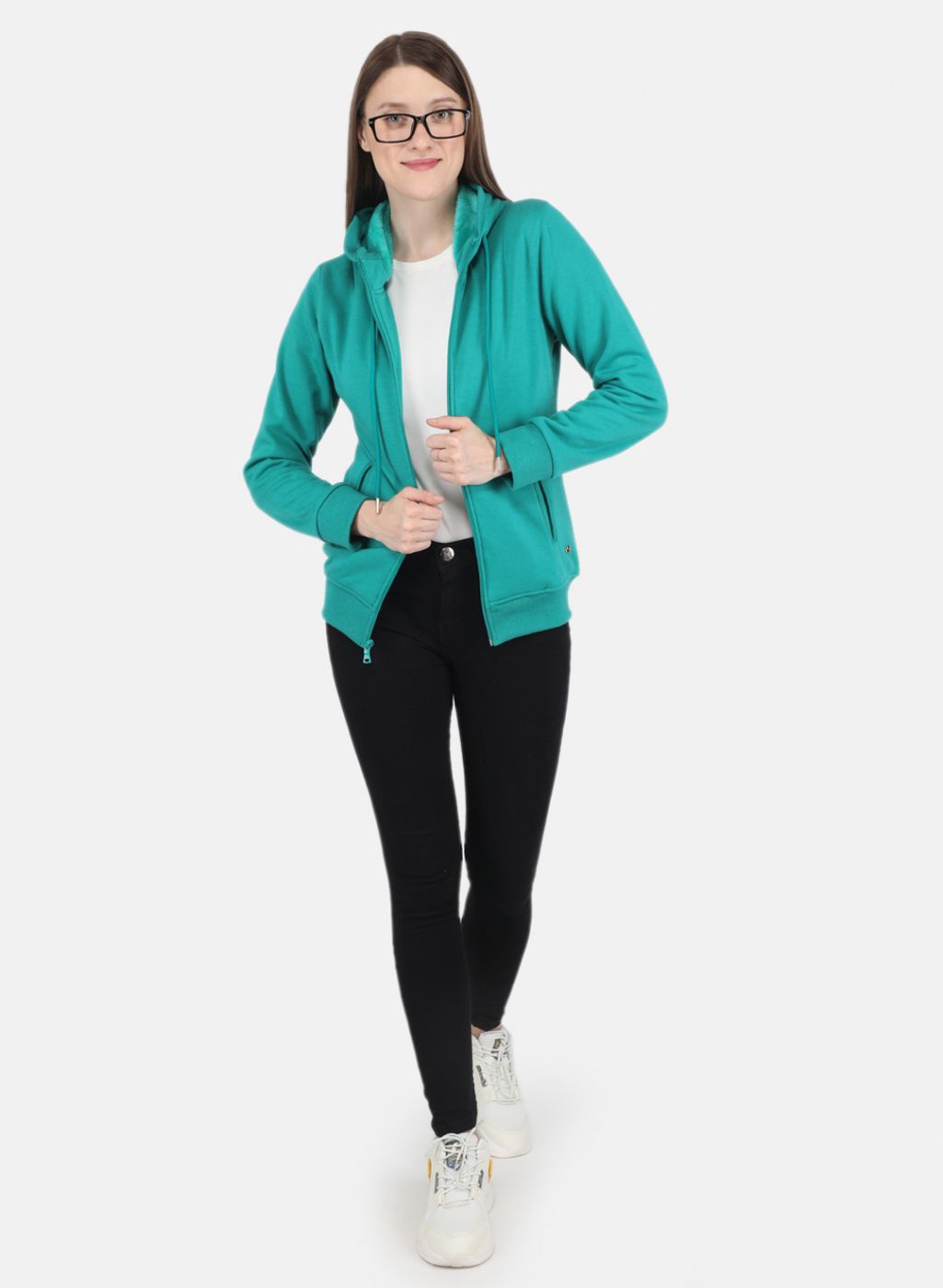 Women Green Solid Sweatshirt