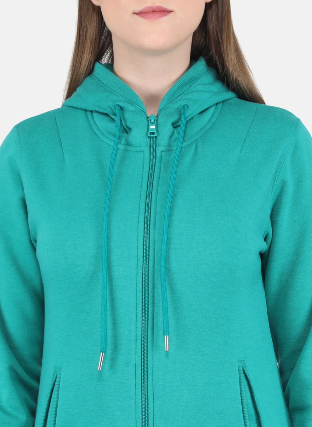 Women Green Solid Sweatshirt