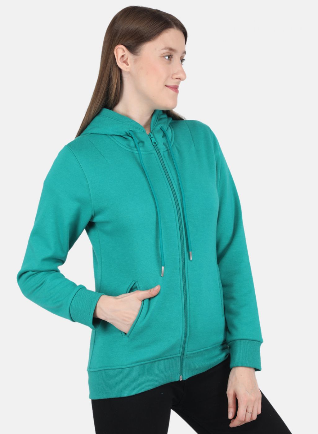 Women Green Solid Sweatshirt