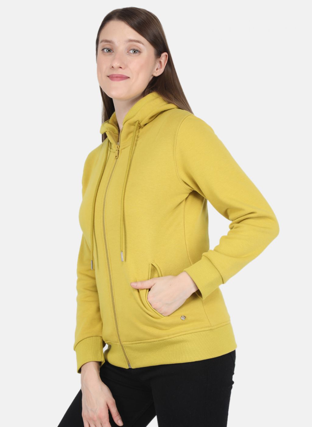 Women Yellow Solid Sweatshirt