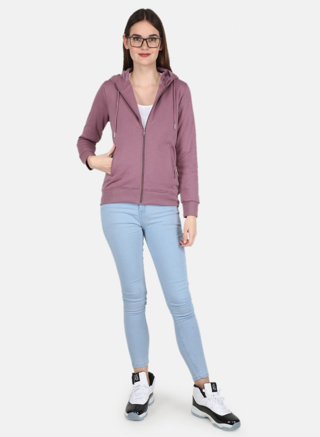 Women Purple Solid Sweatshirt