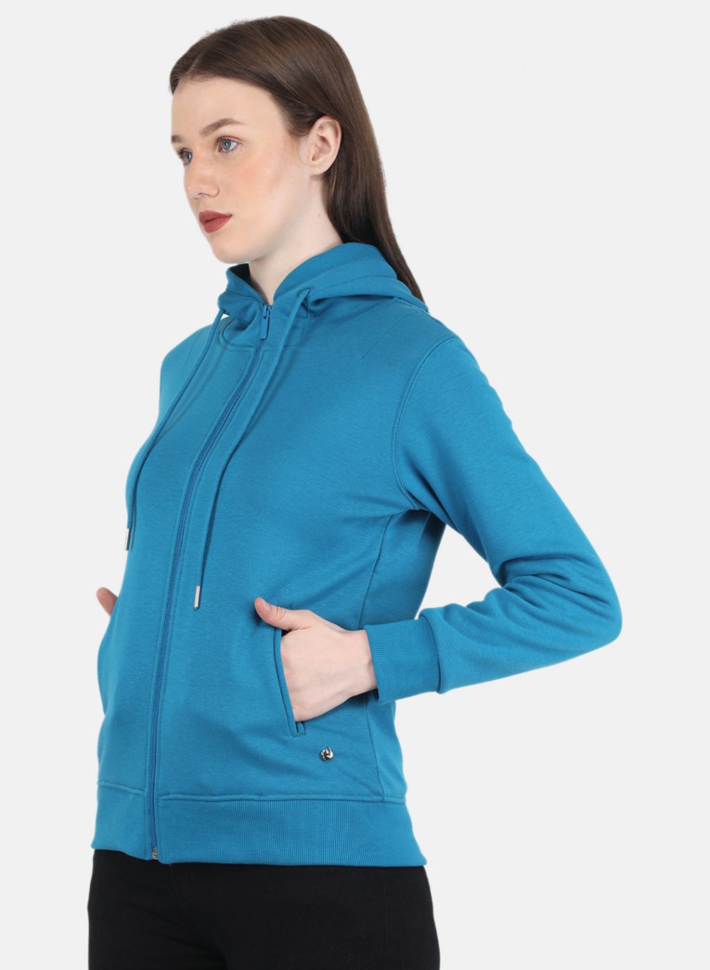 Women Blue Solid Sweatshirt