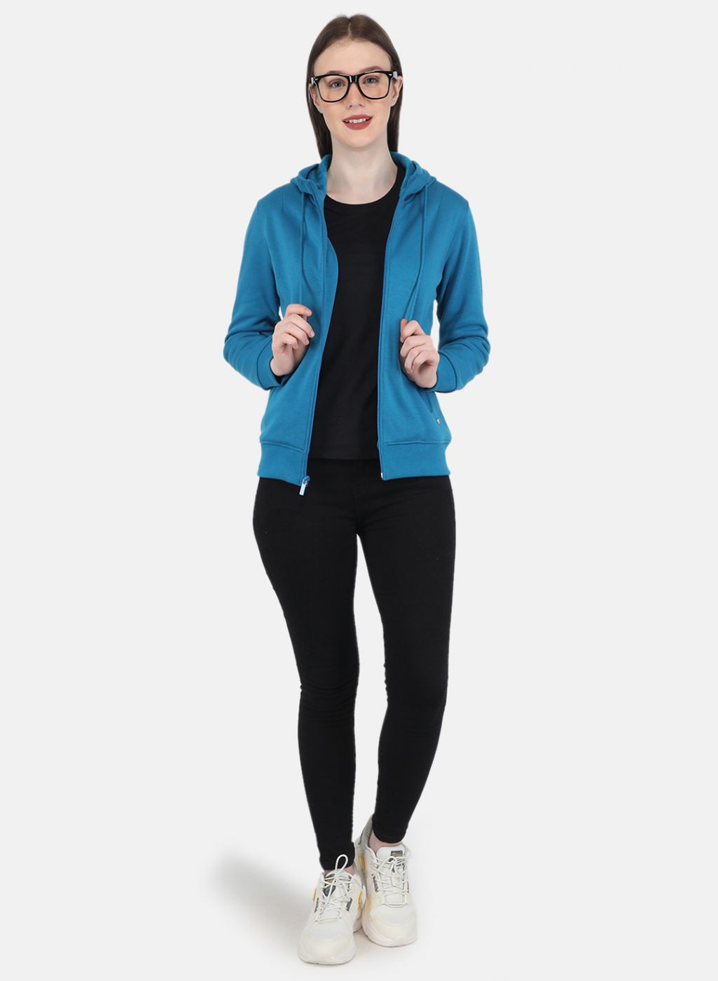 Women Blue Solid Sweatshirt