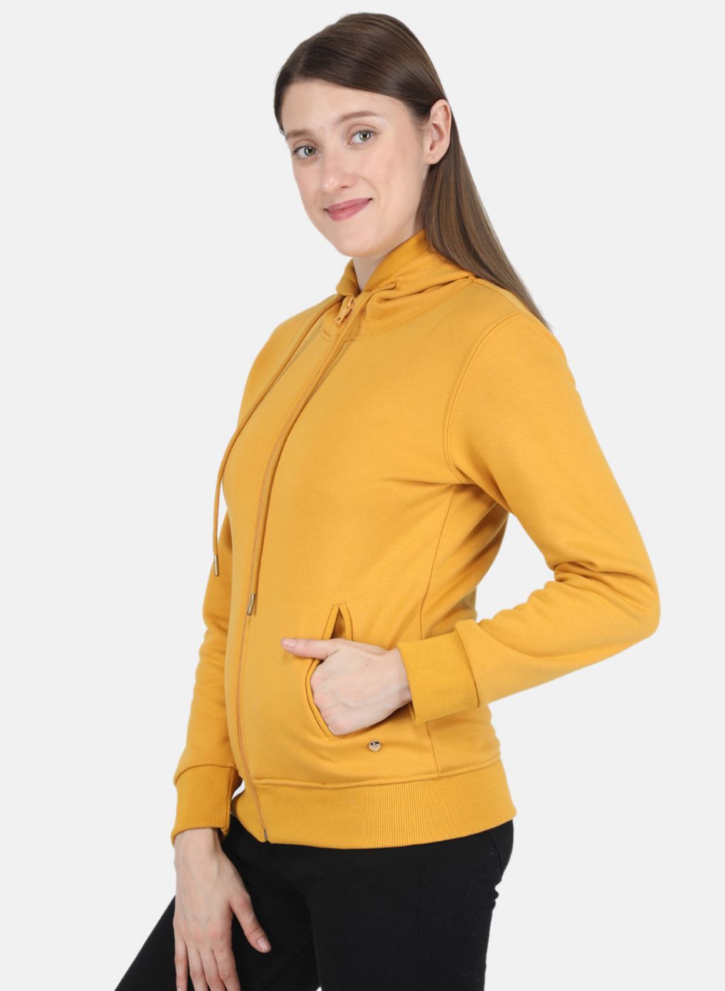 Women Mustard Solid Sweatshirt
