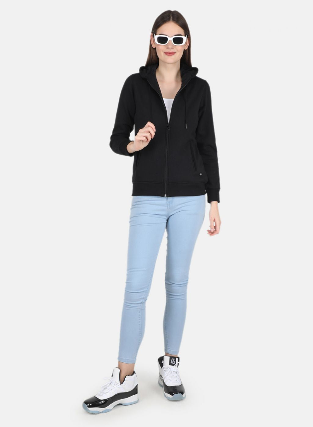 Women Black Solid Sweatshirt