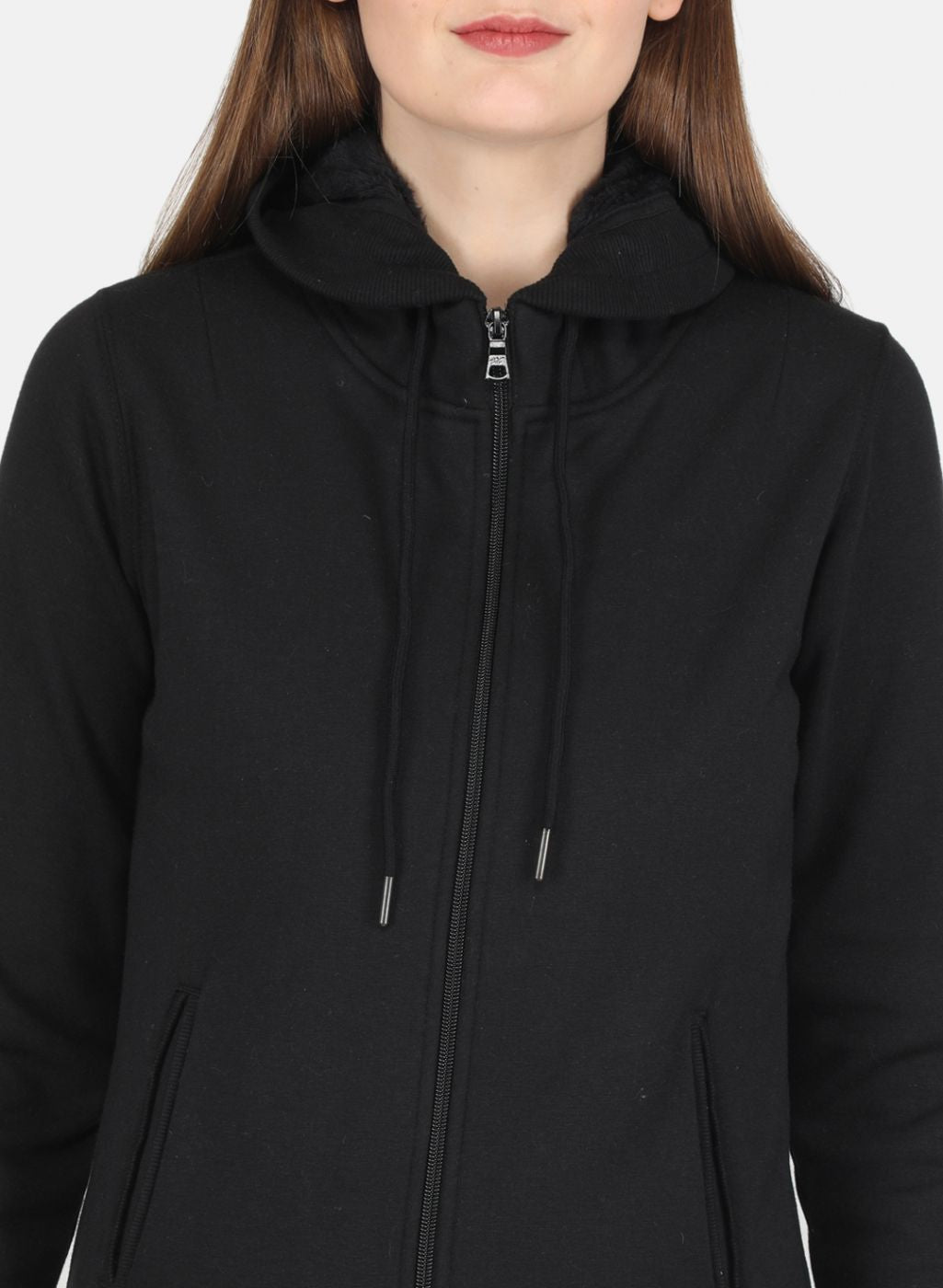 Women Black Solid Sweatshirt