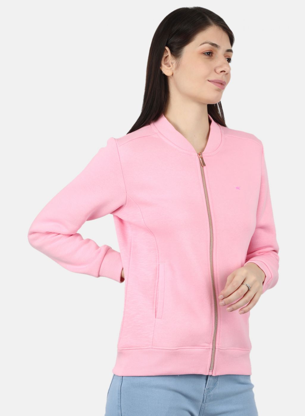 Women Pink Solid Sweatshirt
