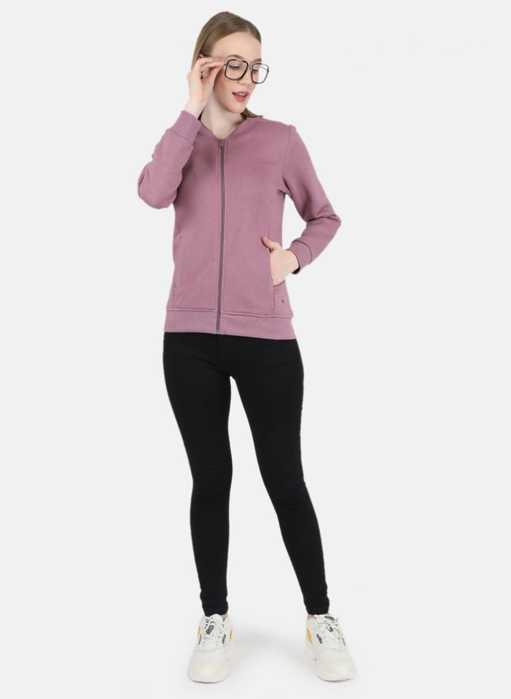 Women Purple Solid Sweatshirt