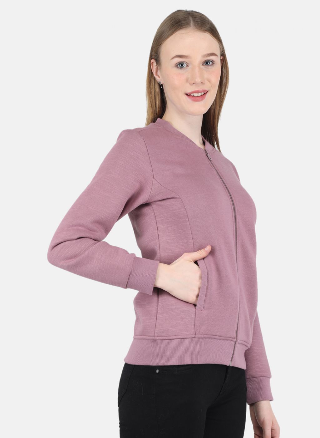Women Purple Solid Sweatshirt