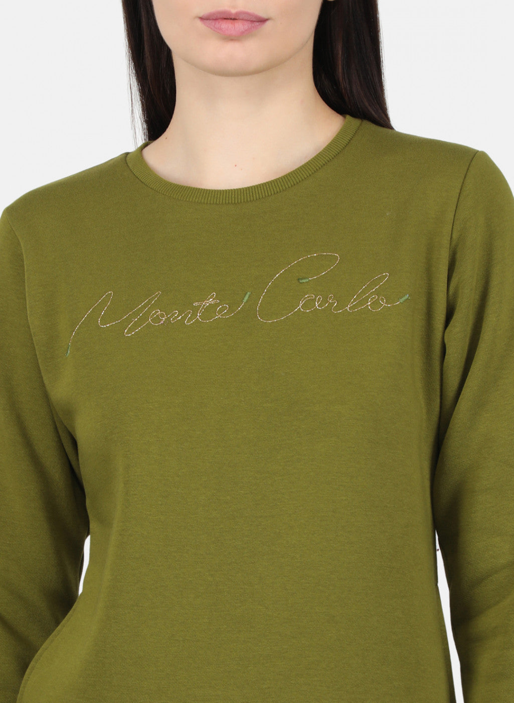 Women Green Embroidered Sweatshirt