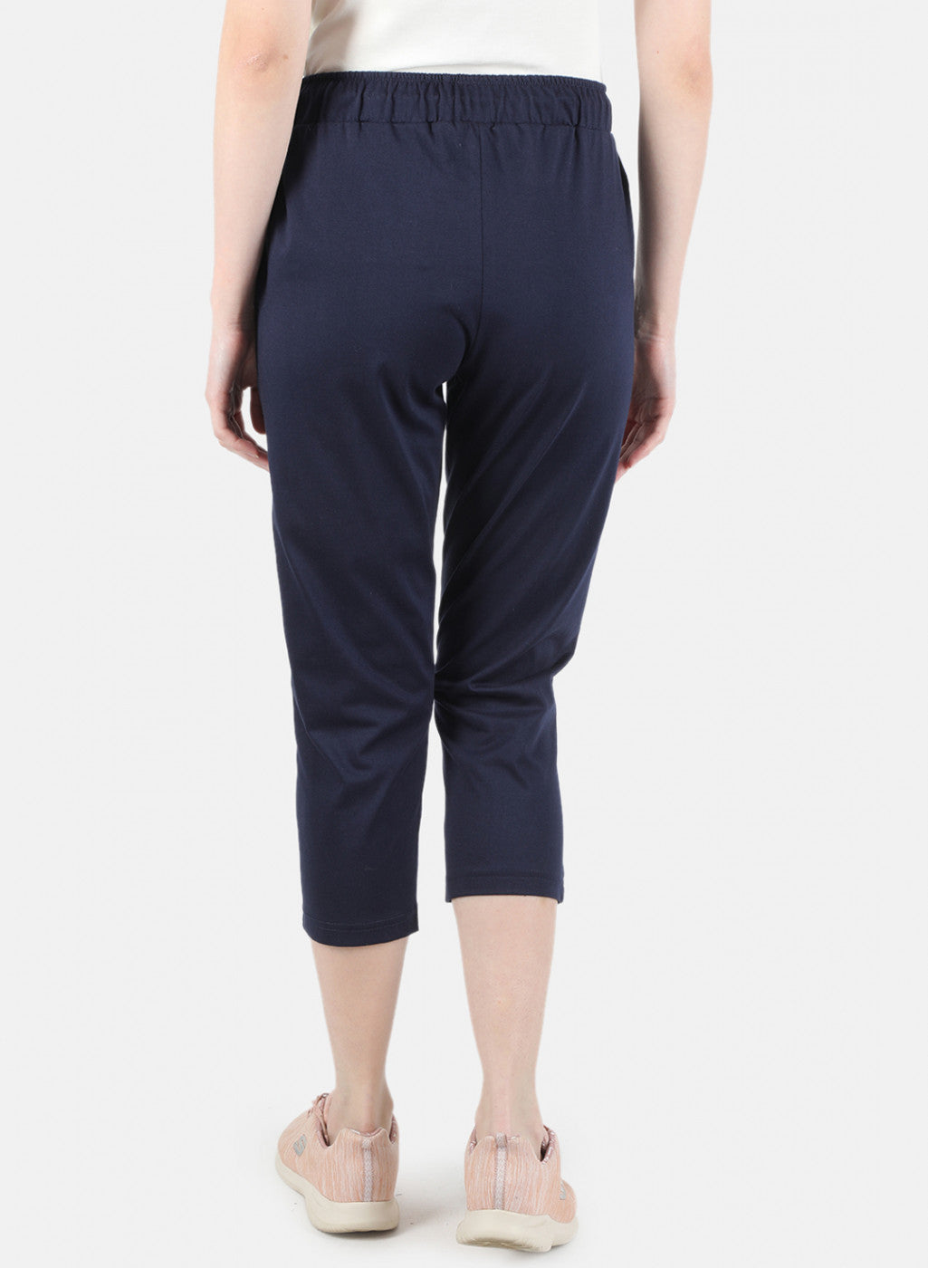 Women Navy Blue Plain Capri