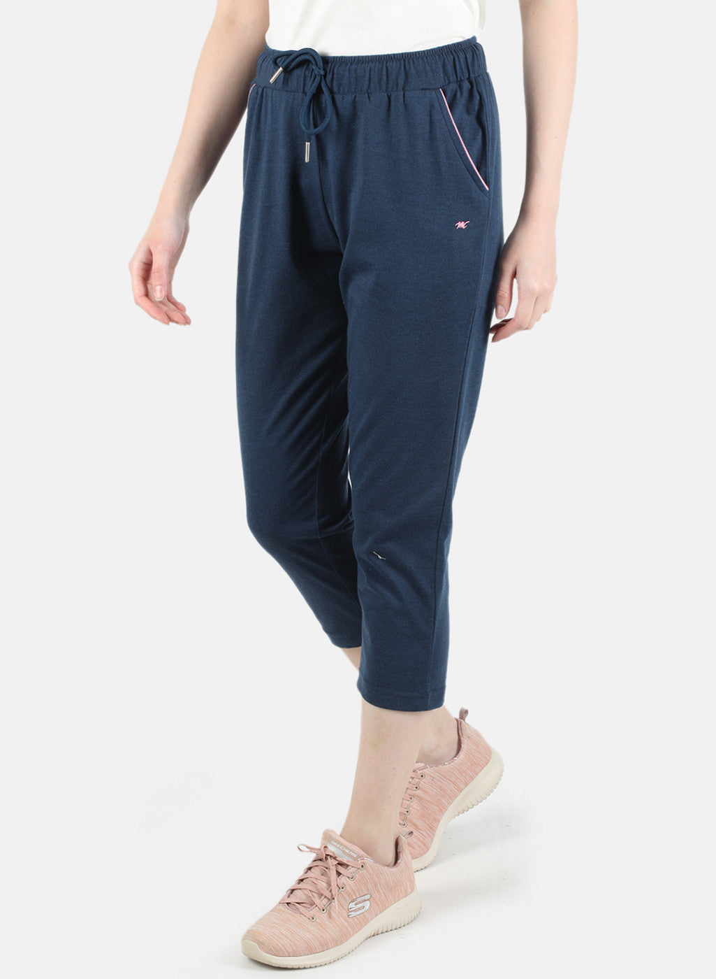 Women Blue Plain Capri