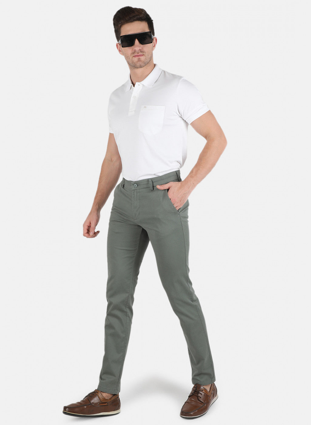 Men Green Smart Fit Trouser