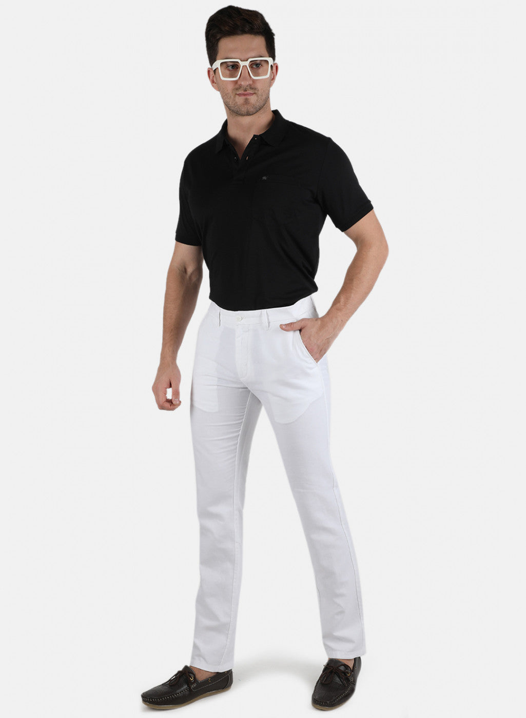 Men White Smart Fit Trouser