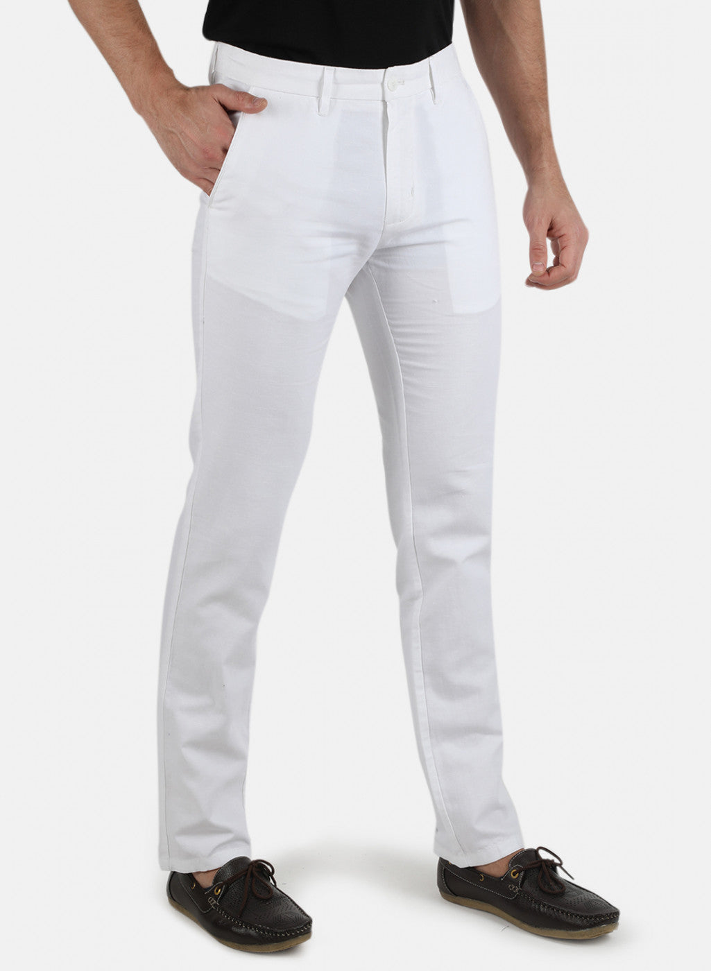 Men White Smart Fit Trouser