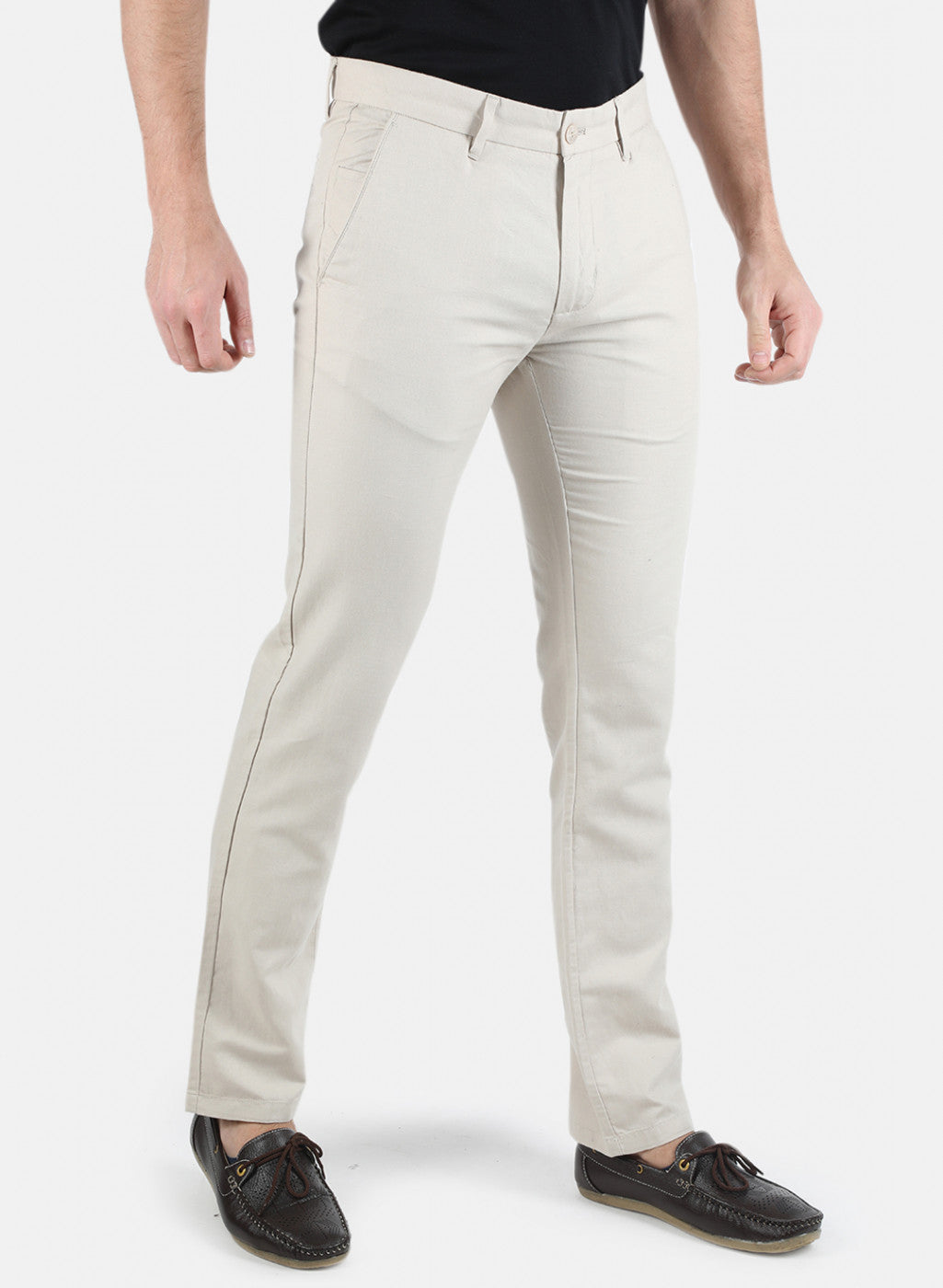 Men Beige Smart Fit Trouser