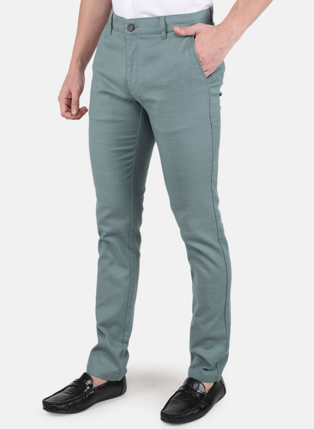 Men Navy Blue Smart Fit Trouser