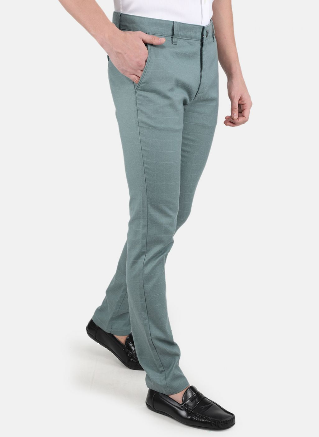 Men Navy Blue Smart Fit Trouser