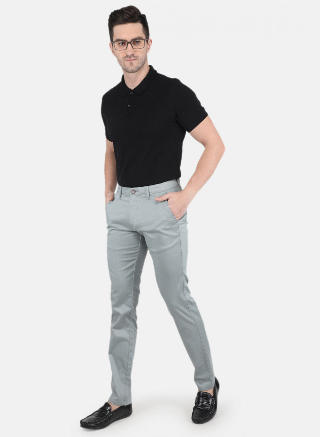 Men Light Blue Smart Fit Trouser