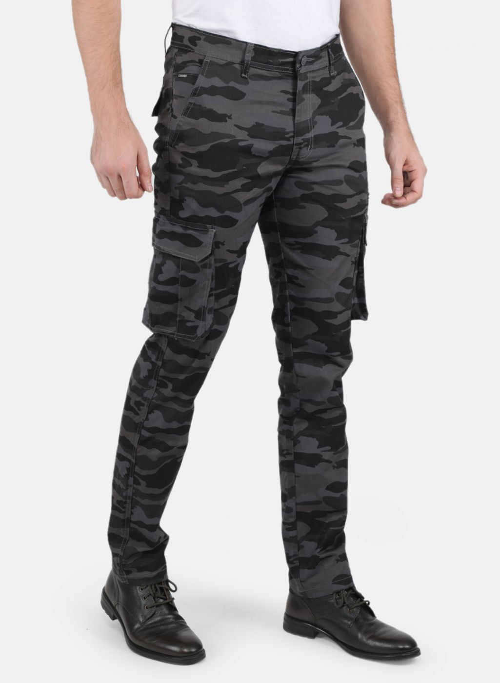 Men Grey Smart Fit Cargo Trouser