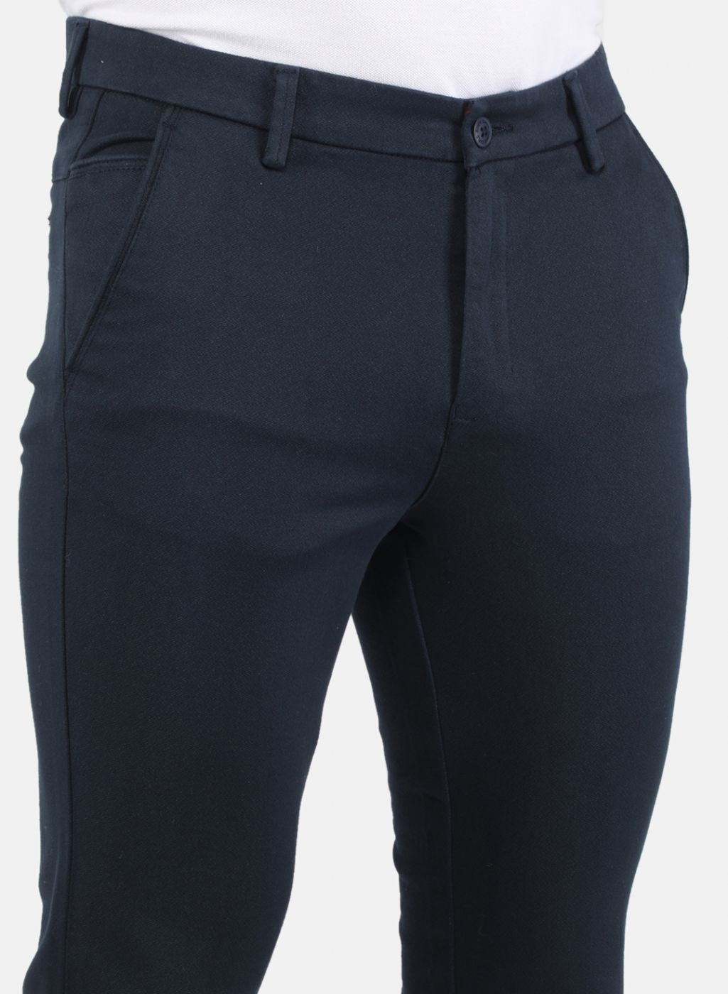 Men Navy Blue Slim Fit Trouser