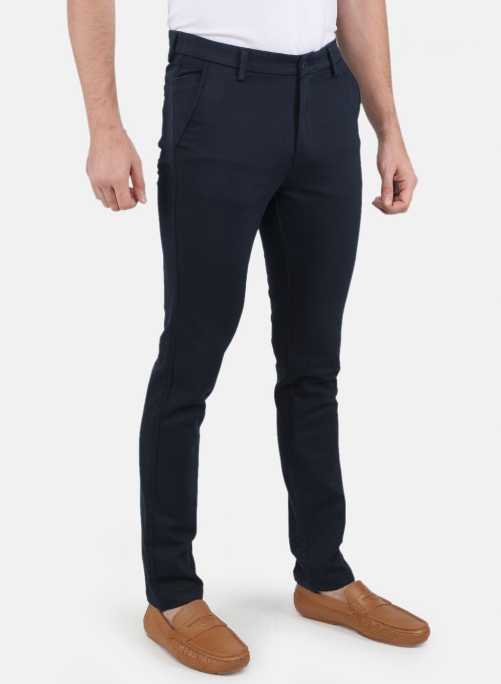 Men Navy Blue Slim Fit Trouser