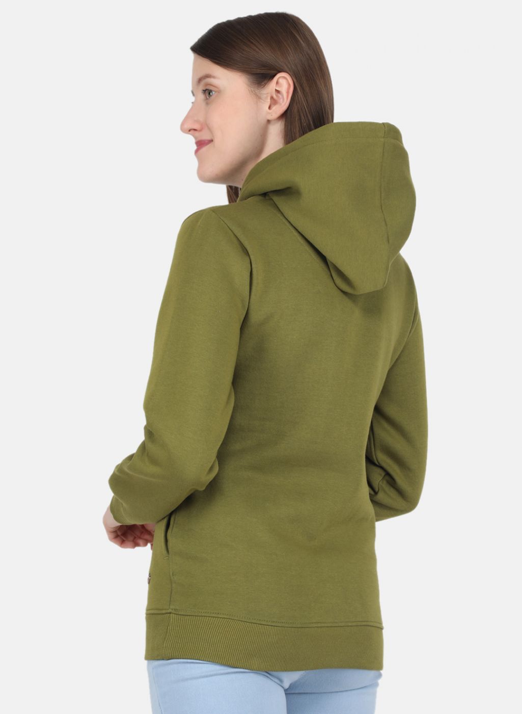 Women Olive Embroidered Sweatshirt