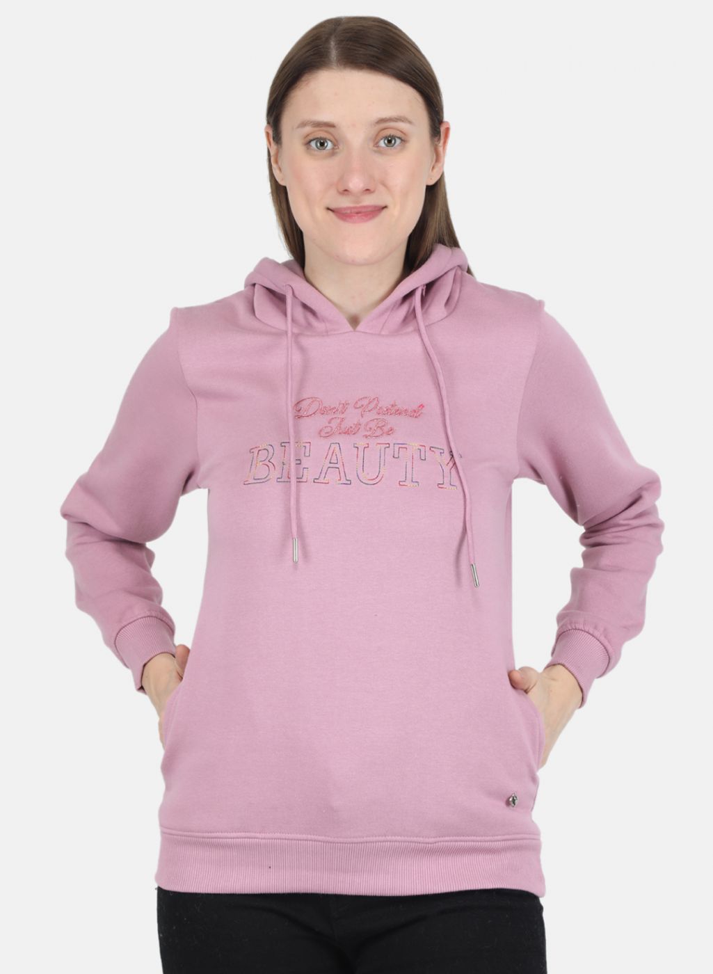 Women Purple Embroidered Sweatshirt