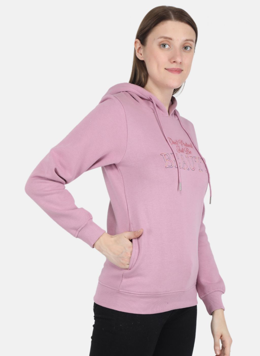 Women Purple Embroidered Sweatshirt