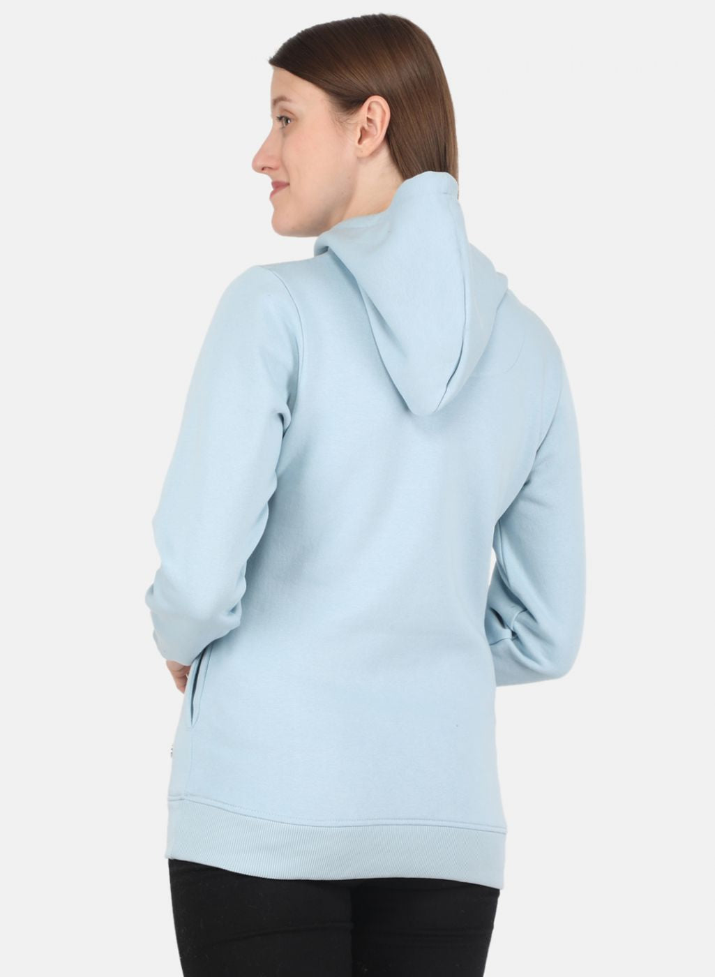 Women Sky Blue Embroidered Sweatshirt