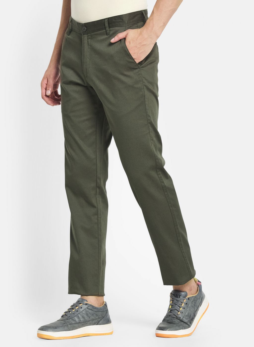 Men Green Smart Fit Trouser