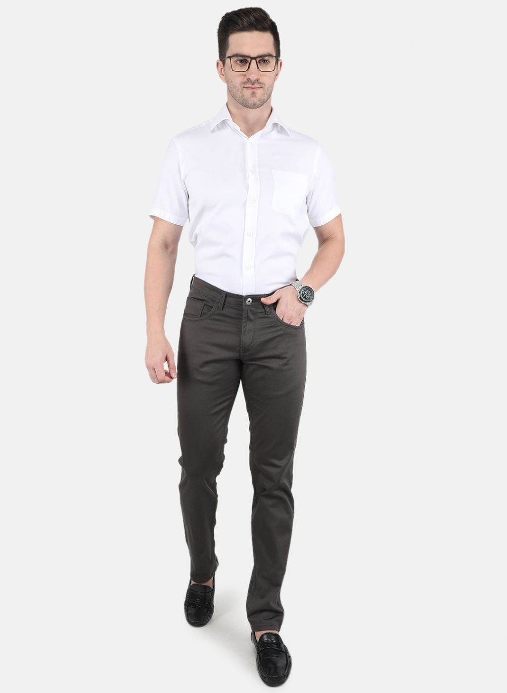 Men Grey Smart Fit Trouser
