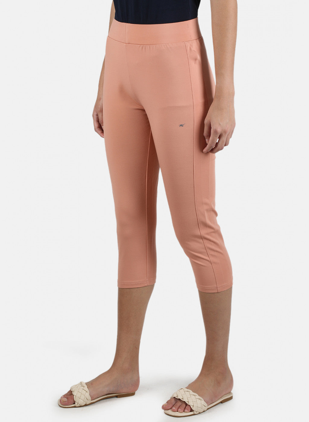 Women Peach Plain Capri