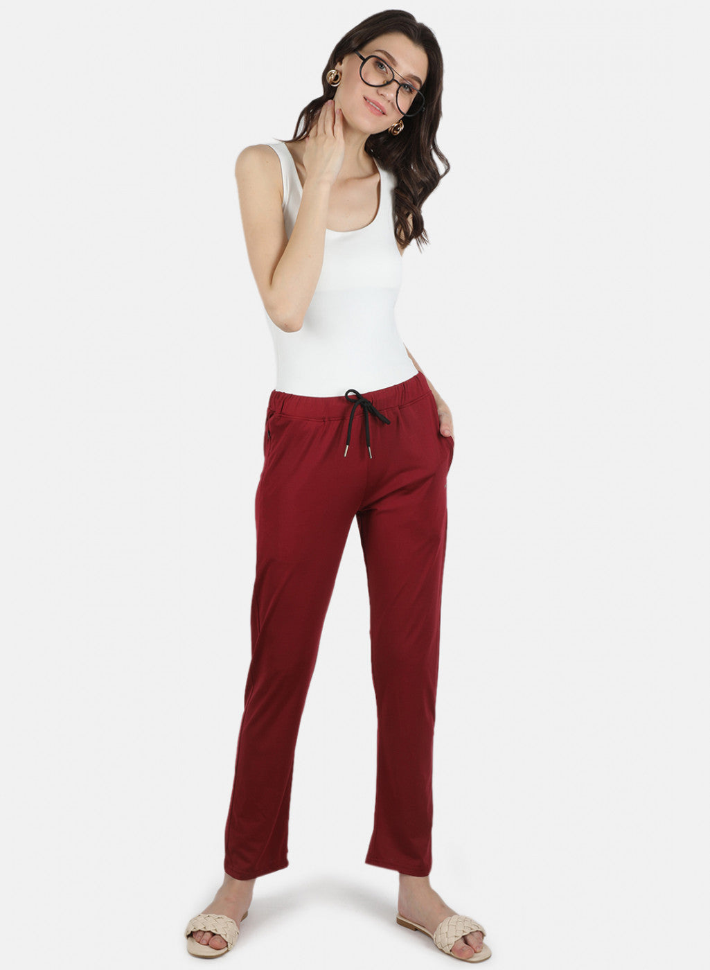 Women Maroon Regular Fit Lower