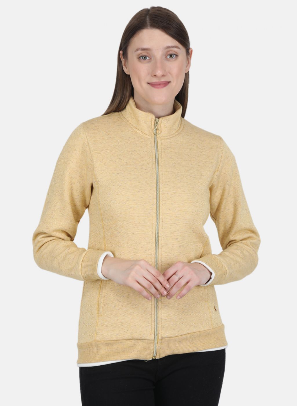 Women Yellow Stripe Sweatshirt
