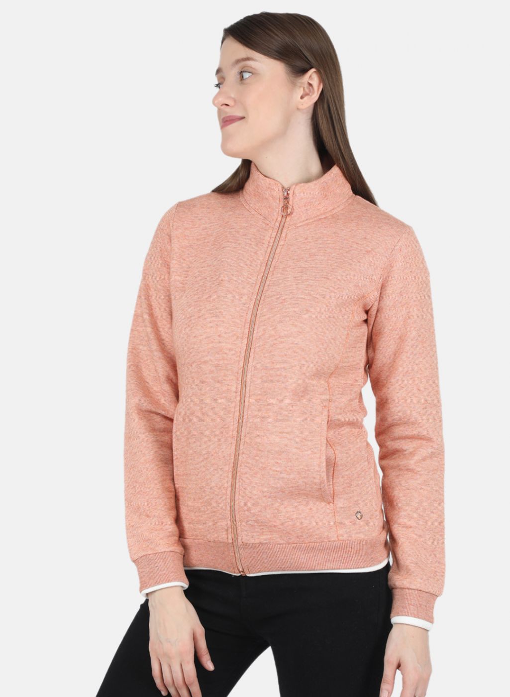 Women Orange Stripe Sweatshirt