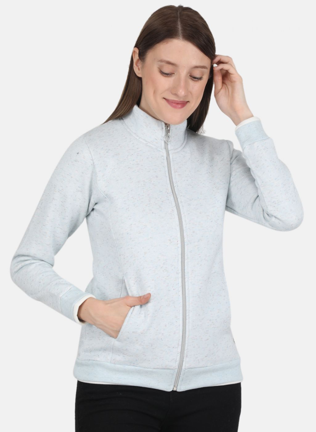 Women Sky Blue Stripe Sweatshirt