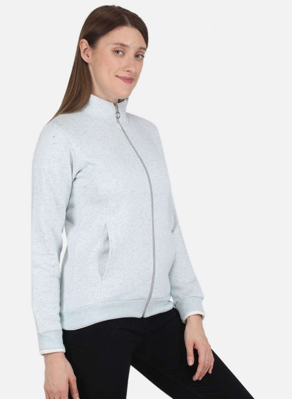 Women Sky Blue Stripe Sweatshirt