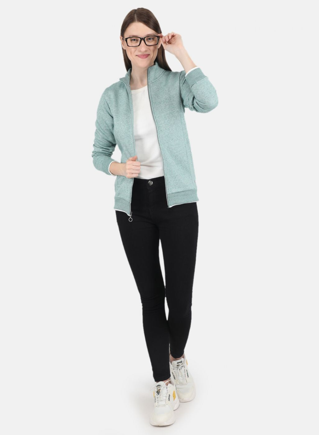 Women Green Stripe Sweatshirt