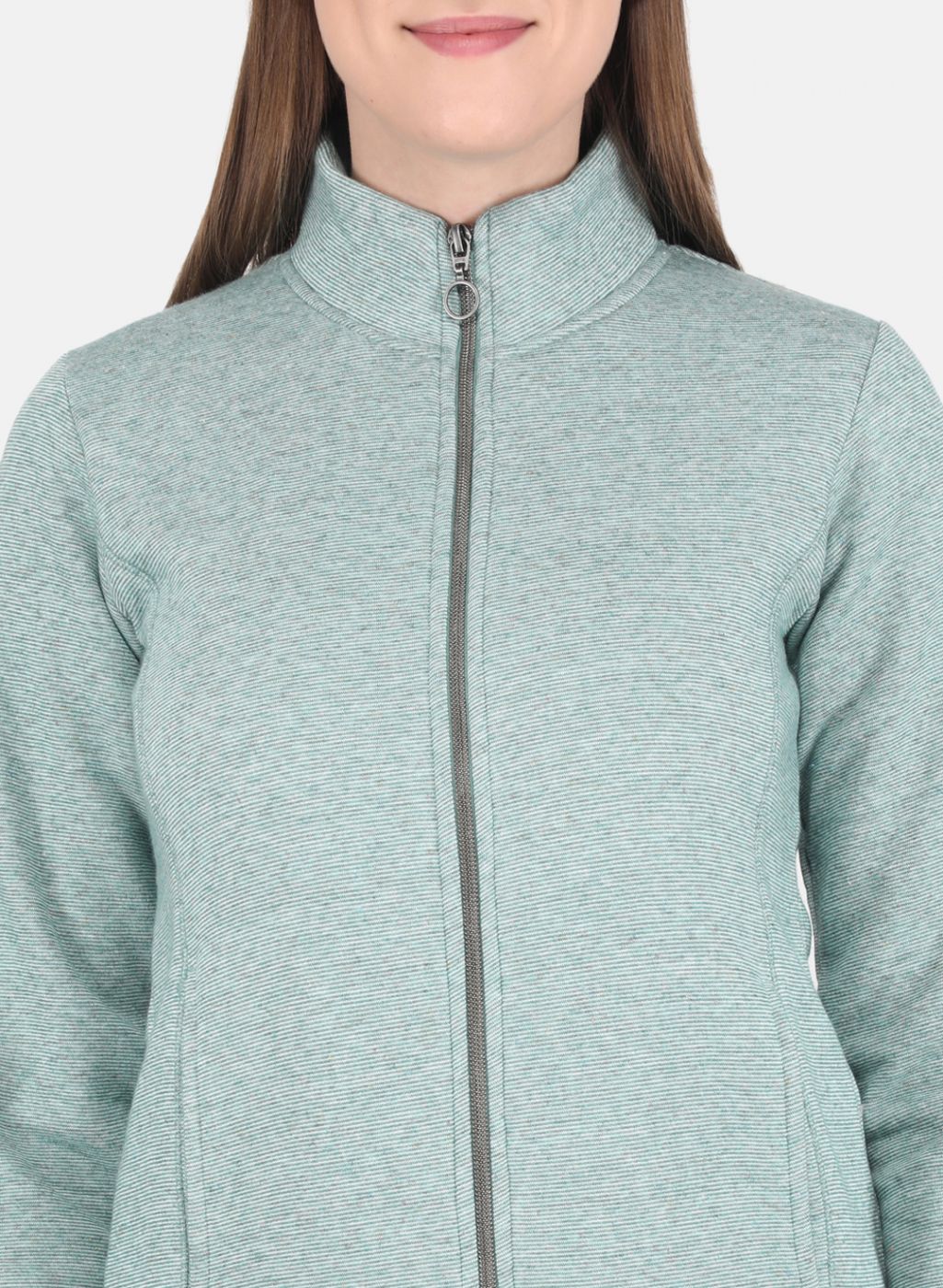 Women Green Stripe Sweatshirt